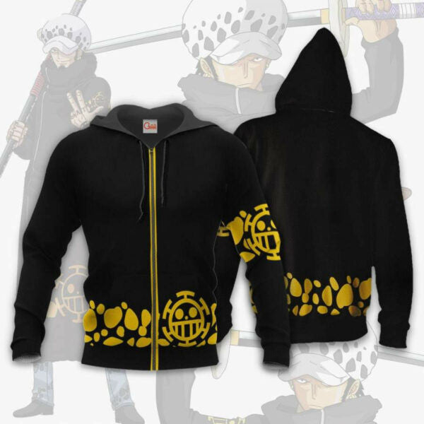 Tragafalar D Water Law Uniform One Piece Anime 3k37 Fan Gift Stylist Unisex Cartoon 3d Hoodie Zip Hoodie 2622