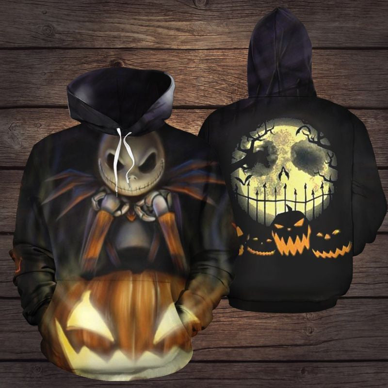 Jack Skellington Halloween Theme Over Print 3d Hoodie Zip Hoodie 9