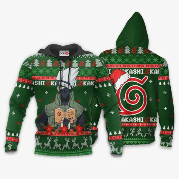 Kakashi Christmas Naruto Anime 1k446 Fan Gift Stylist Unisex Cartoon Graphic Outfits Aop 3d Hoodie, Zip Hoodie 809