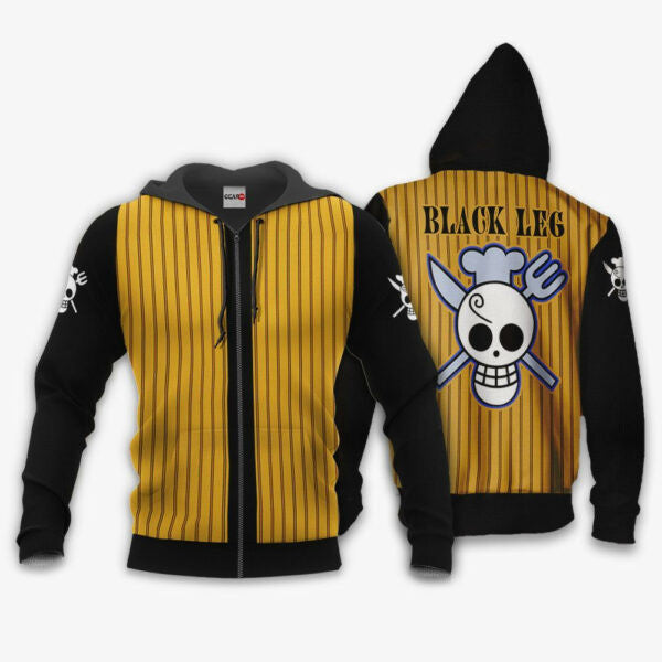 One Piece Sanji Black Leg Uniform Anime 3k279 Fan Gift Stylist Unisex Cartoon 3d Hoodie Zip Hoodie 2331