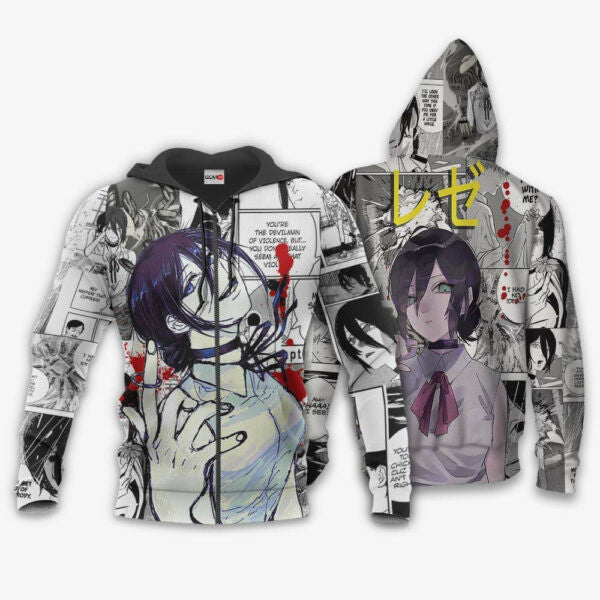 Reze Manga Style Chainsaw Man Anime 3k51 Fan Gift Stylist Unisex Cartoon 3d Hoodie Zip Hoodie 2089