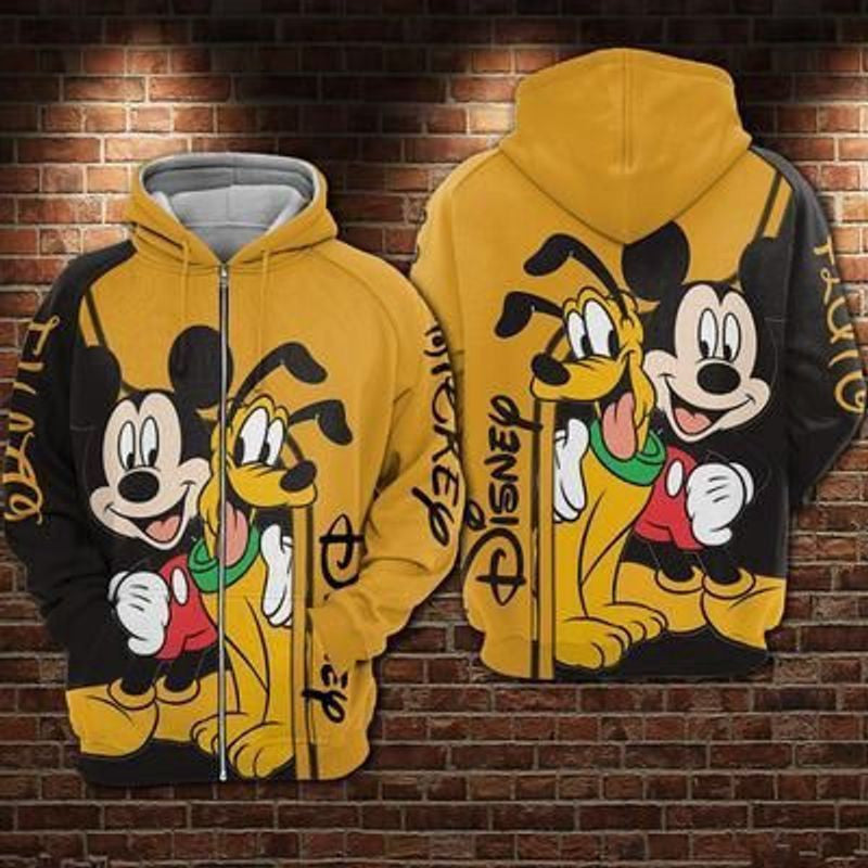 Funny Pluto Mickey Mouse Disney Gift For Fan Zip Jacket Full 3d Zip Hoodie 12