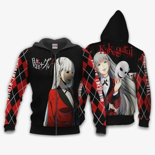 Ririka Momobami Kakegurui Anime 3k466 Fan Gift Stylist Unisex Cartoon 3d Hoodie Zip Hoodie 1872