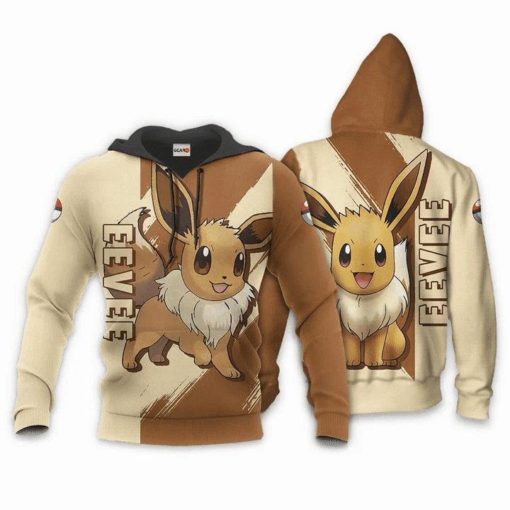 Pokemon Eevee Anime Manga For Men And Women 3d Hoodie Zip Hoodie