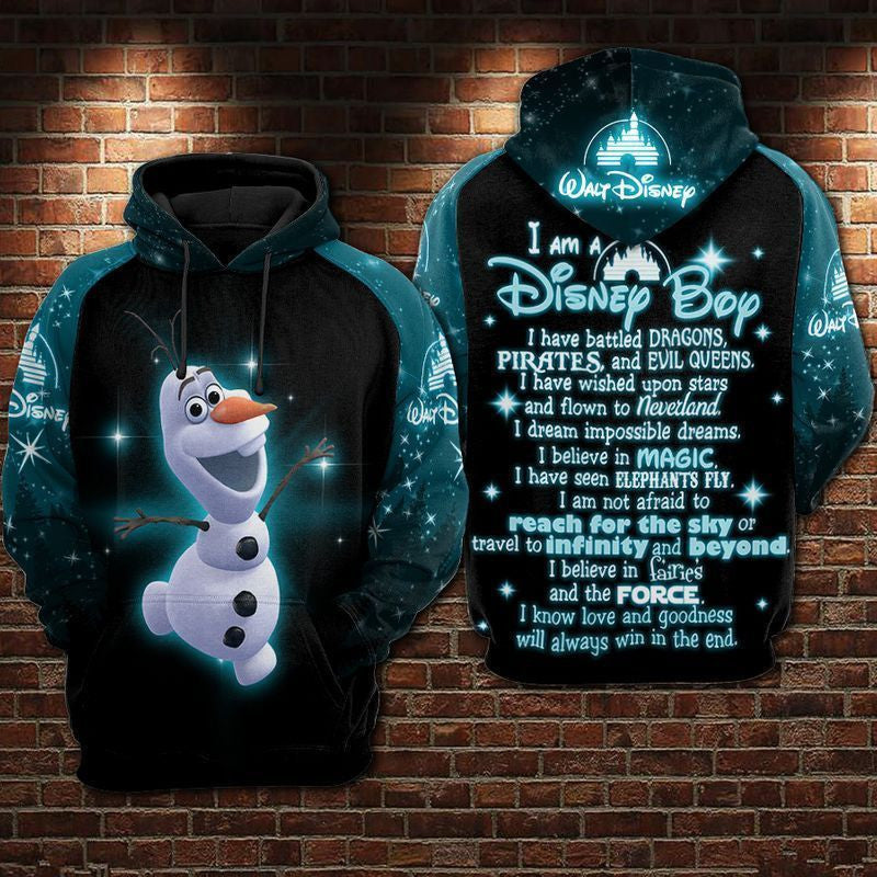 I Love Olaf Over Print 3d Hoodie Zip Hoodie 509