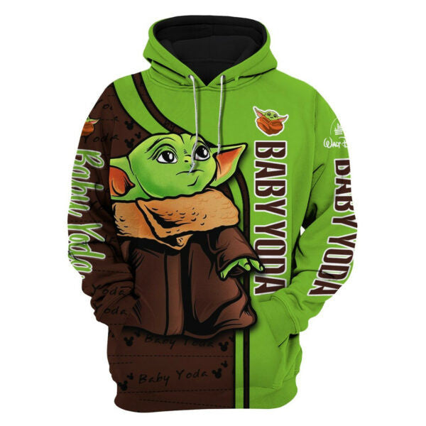 Baby Yoda Fan Gift, Baby Yoda Gift, Stylist Unisex Cartoon Graphic Outfits Aop Hoodie, Zip Hoodie 262