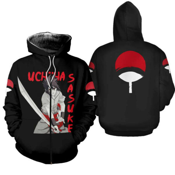 Uchiha Sasuke Shirt Family Symbol Naruto Anime 2k890 Fan Gift Stylist Unisex Cartoon 3d Hoodie Zip Hoodie 2794