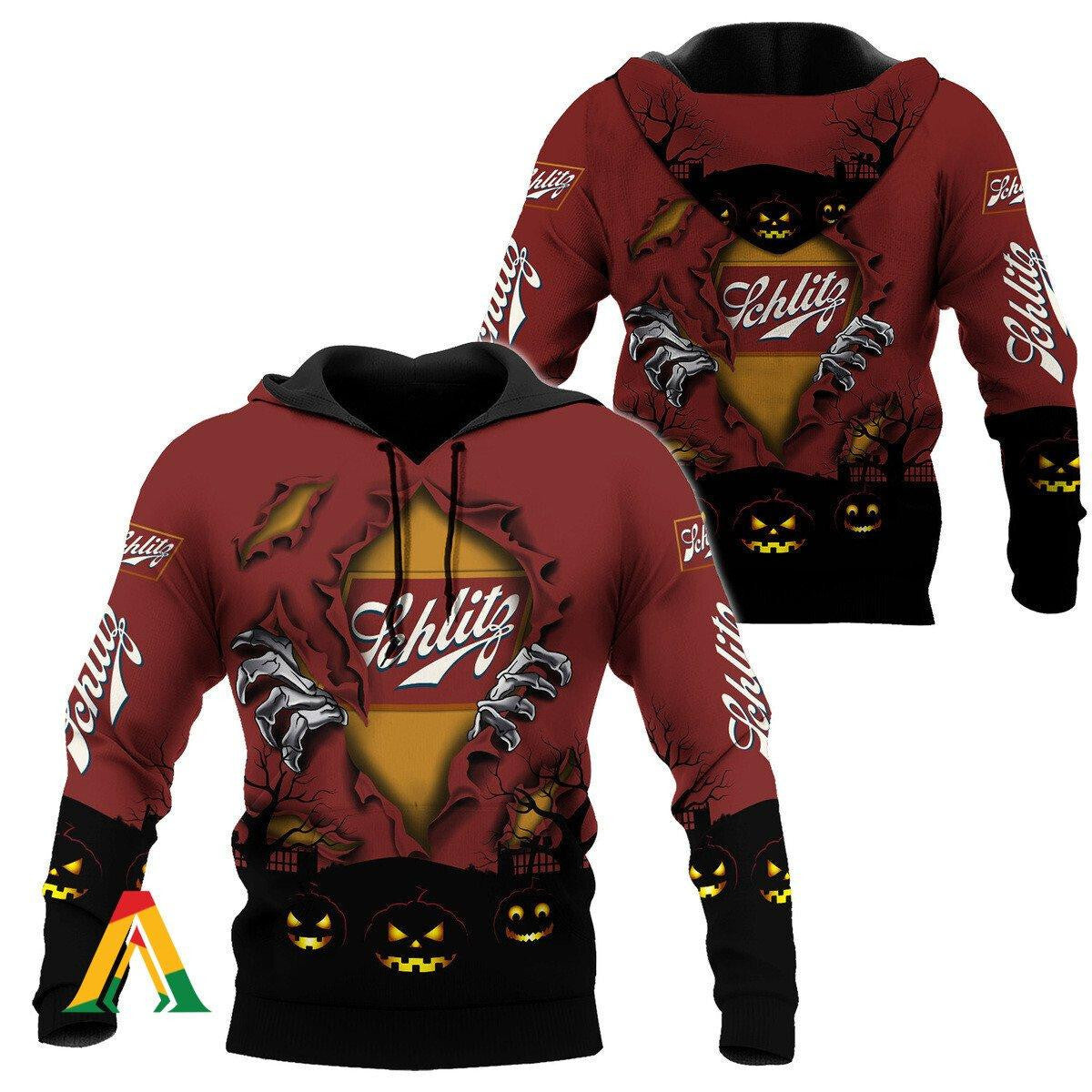 Scary Night Halloween Schlitz Beer Hoodie &amp; Zip Hoodie