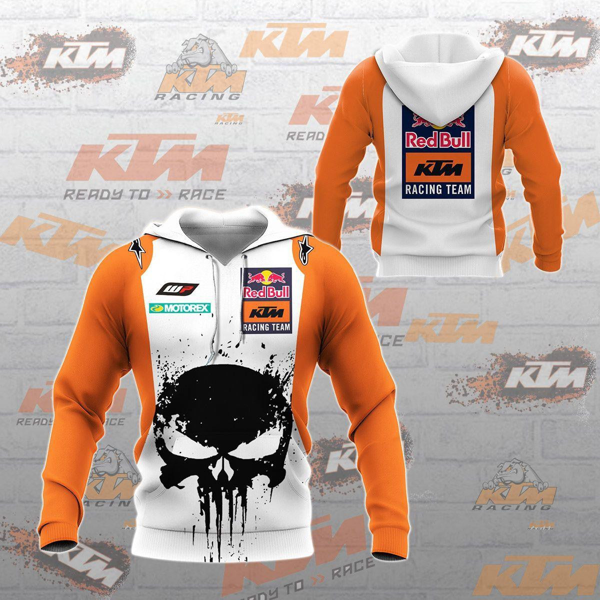 Punisher Red Bull Ktm Factory Racing Team F1 8k131 Fan Gift 3d Zip Hoodie Hoodie Ii0