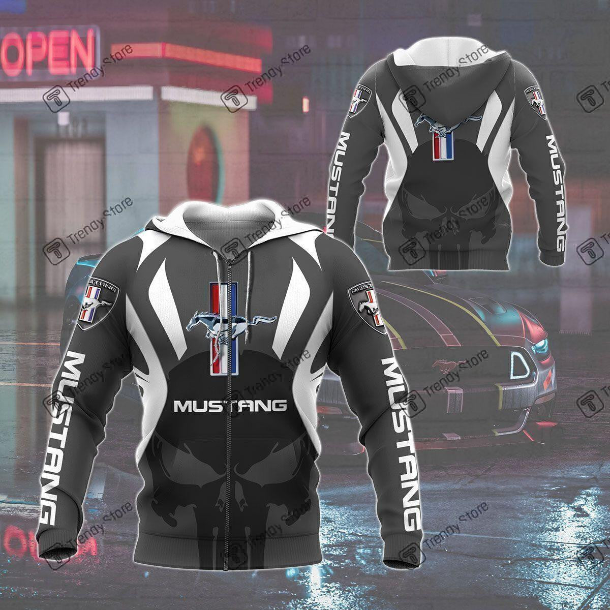 Punisher Ford Mustang Luxury Car 8k192 Fan Gift 3d Zip Hoodie Hoodie Ii0