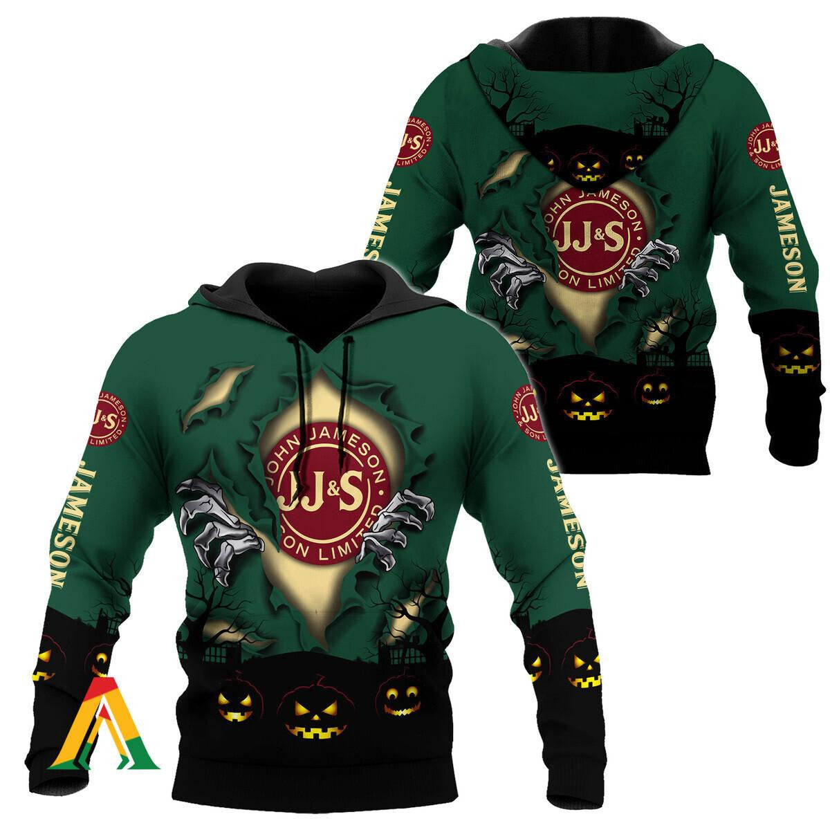 Scary Night Halloween Jameson Whiskey Hoodie &amp; Zip Hoodie