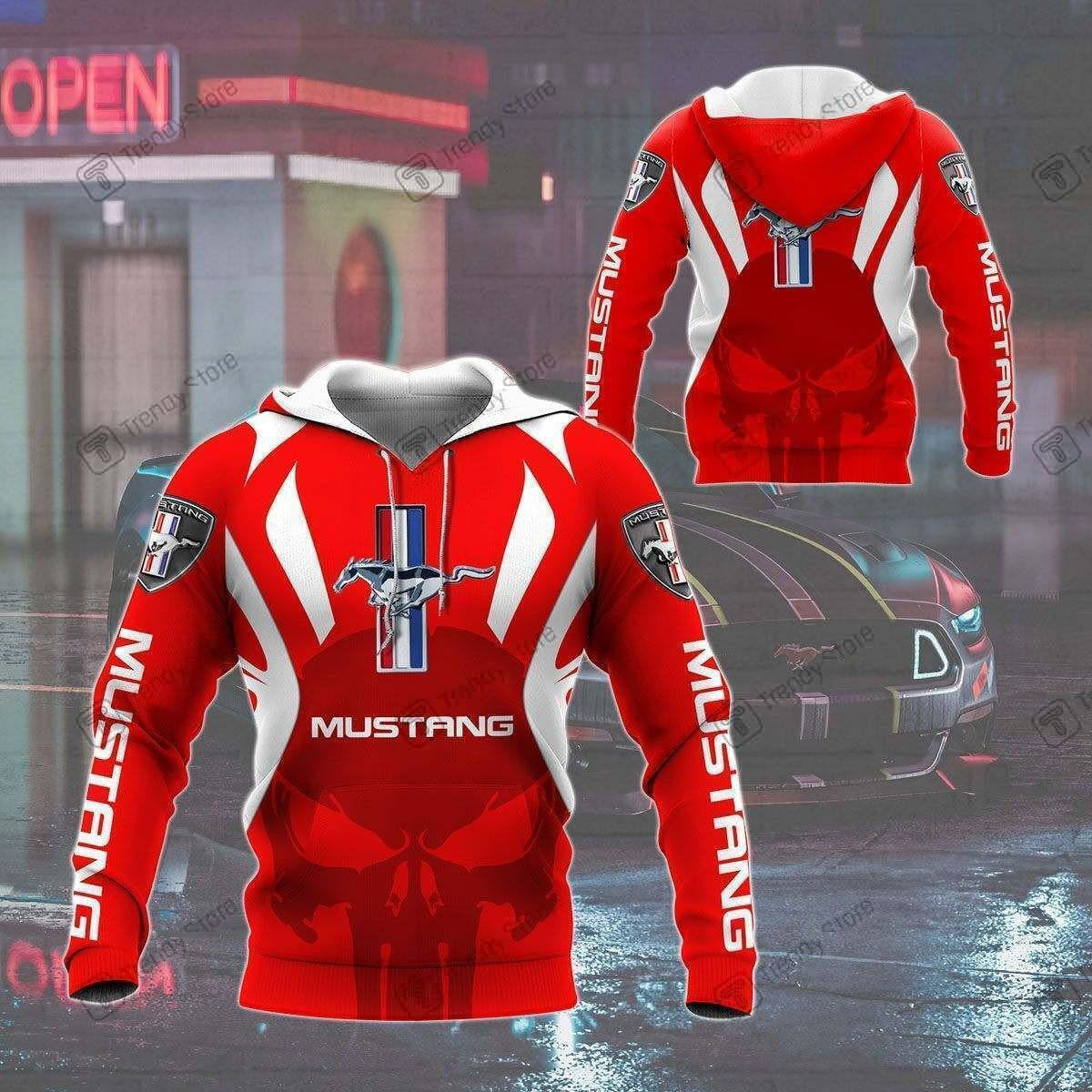 Punisher Ford Mustang Luxury Car 8k190 Fan Gift 3d Zip Hoodie Hoodie Ii0