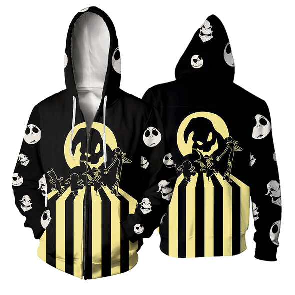 Jack Skellington The Nightmare Before Christmas 124 Fan Gift Stylist Unisex Cartoon Graphic Outfits Aop Hoodie, Zip Hoodie