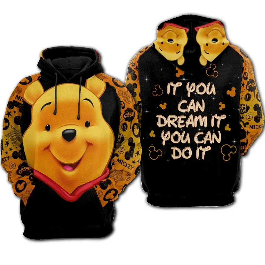 Pooh Bear Winne The Pooh Pattern Mickey Mouse Disney Cartoon 508 Fan Gift Stylist Unisex Cartoon Graphic Outfits Aop Hoodie