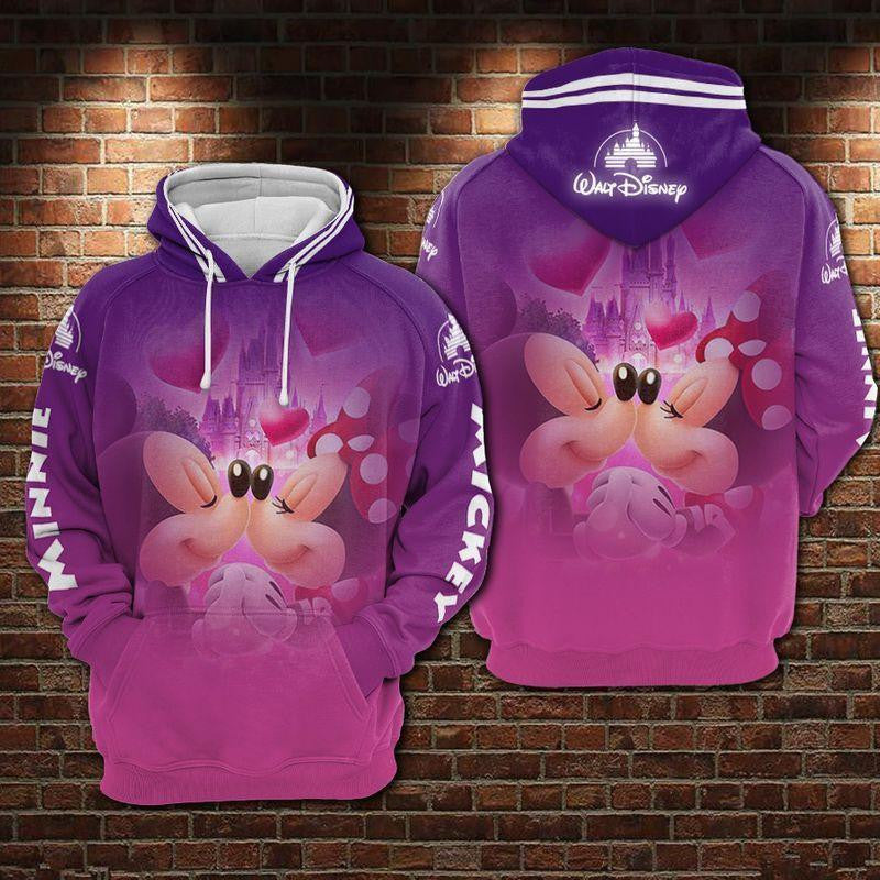 Disney Minnie And Mickey Mouse Love, Mickey And Mininie Kiss Ver22 Aop Hoodie