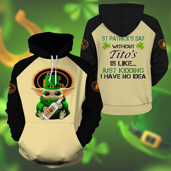 Yoda Tito's St Patrick Day Hoodie, Gift For Fan 3d All Over Print Shirt Hoodie