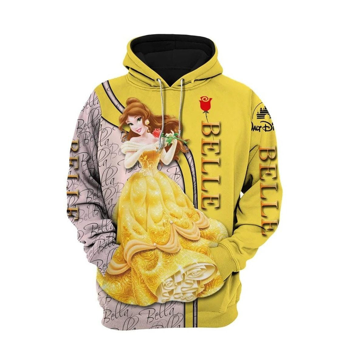Princess Belle Fan Gift, Princess Belle Gift, Stylist Unisex Cartoon Graphic Outfits Aop Hoodie, Zip Hoodie