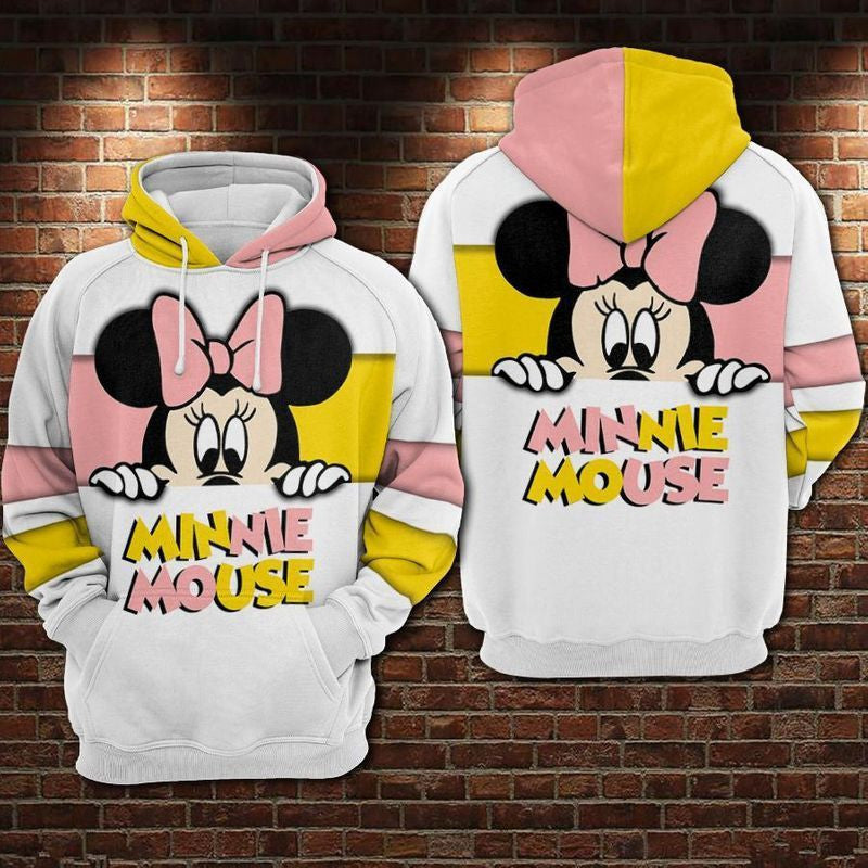 Minnie Mouse White Over Print 3d Hoodie Zip Hoodie