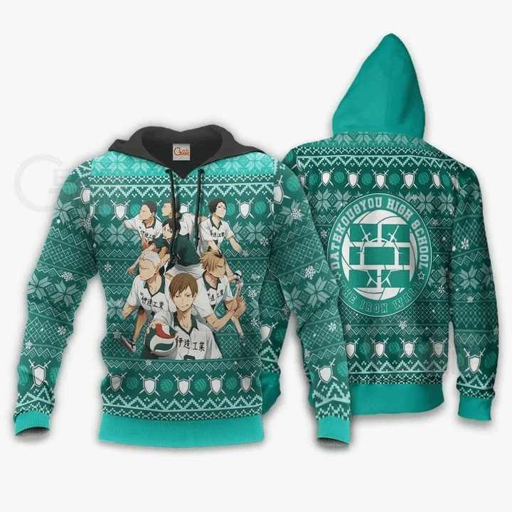 Dateko Ugly Christmas Date Tech High Haikyuu Xmas Datekoubyou High Bchool The Iron Wall Anime Manga For Men And Women 3d Hoodie Zip Hoodie