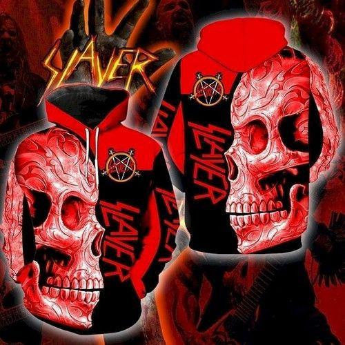 Slayer Music Band Fan Gift, Sugar Skull Slayer Band Logo All Over Print Hoodie 848