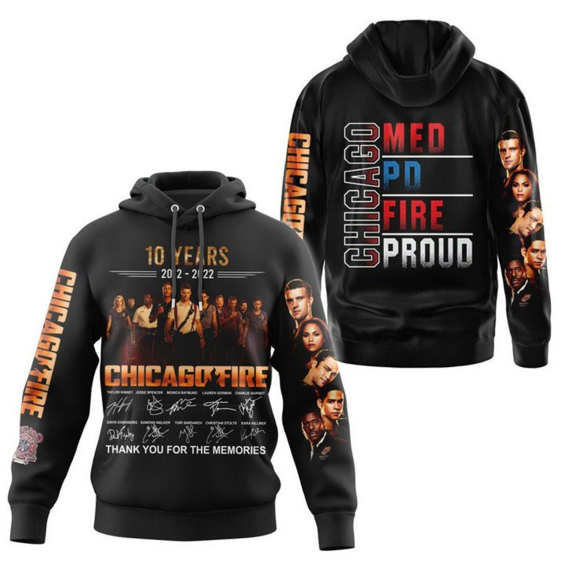 Chicago Fire Signature Fan Gift, Chicago Fire Happy Anniversary 10 Years 2012 2025 All Over Print Hoodie, Zip Hoodie