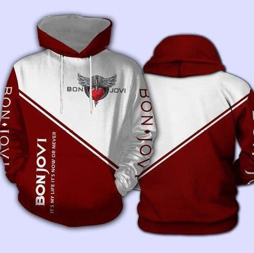 Bon Jovi Music Band Fan Gift, Bon Jovi It My Life It's Now Or Never All Over Print Hoodie