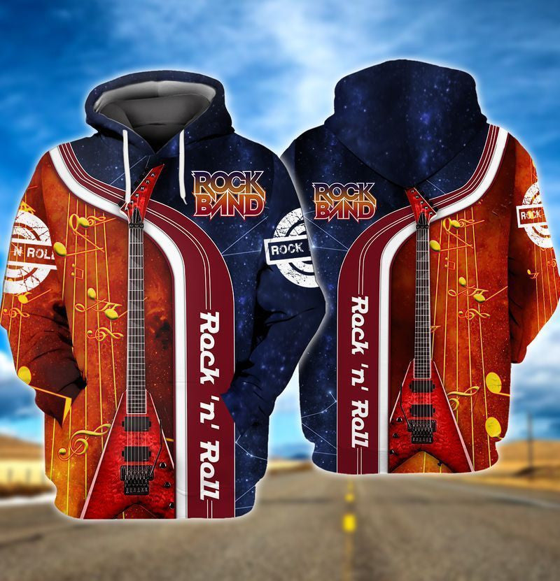 Rock N Roll Guitar For Men And Women 3d Hoodie Zip Hoodie