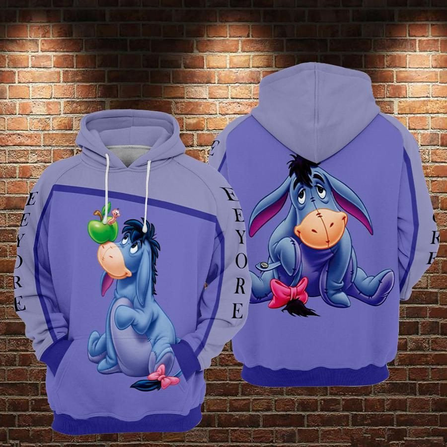 Eeyore Cartoon Winnie The Pooh Movie Disney Over Print 3d Hoodie Zip Hoodie 779