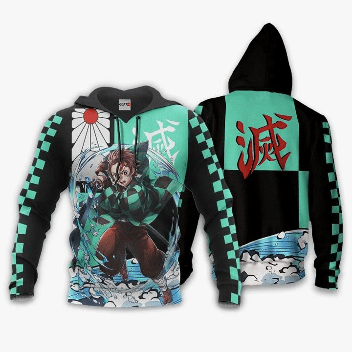 Tanjiro Anime Manga Demon Slayer Water Breathing For Men And Women 3d Hoodie Zip Hoodie