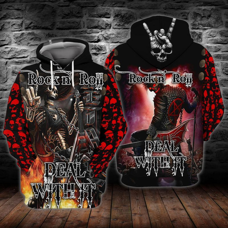 Rock N Roll Deal With It For Men And Women 3d Hoodie Zip Hoodie