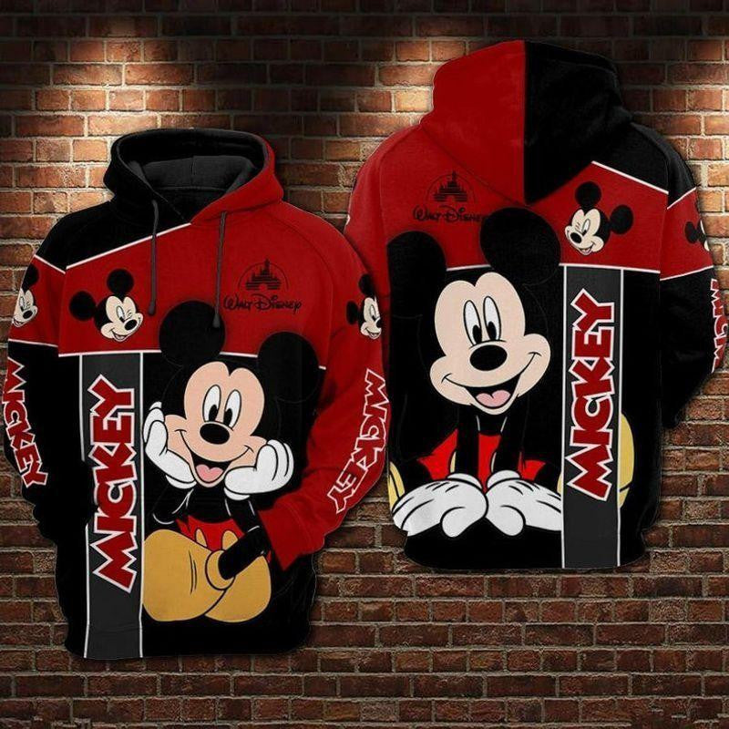 Disney Mickey Smiling Logo Black Red 3d Hoodie Zip Hoodie