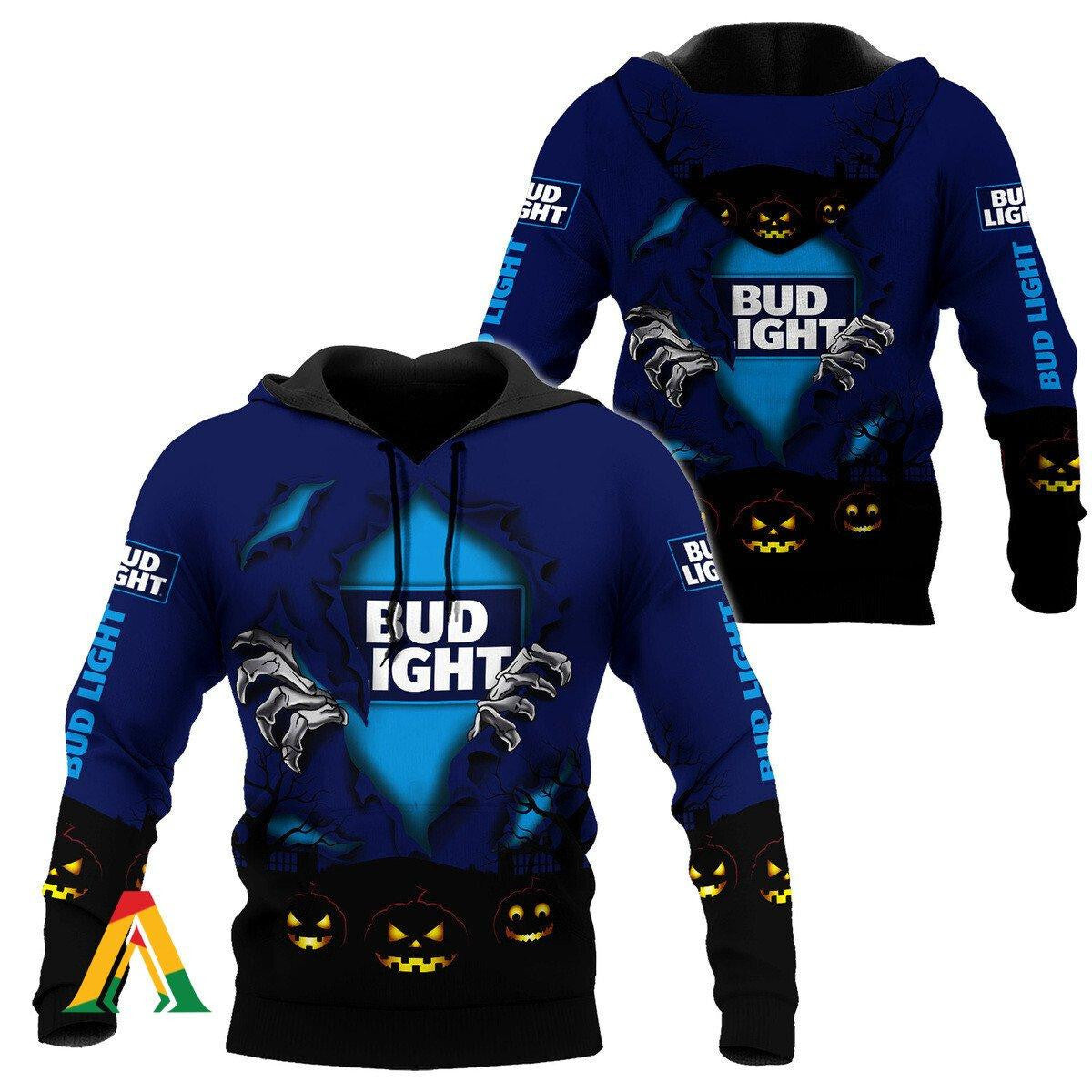 Scary Night Halloween Bud Light Hoodie &amp; Zip Hoodie