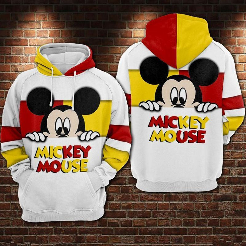 Mickey Mouse White Over Print 3d Hoodie Zip Hoodie