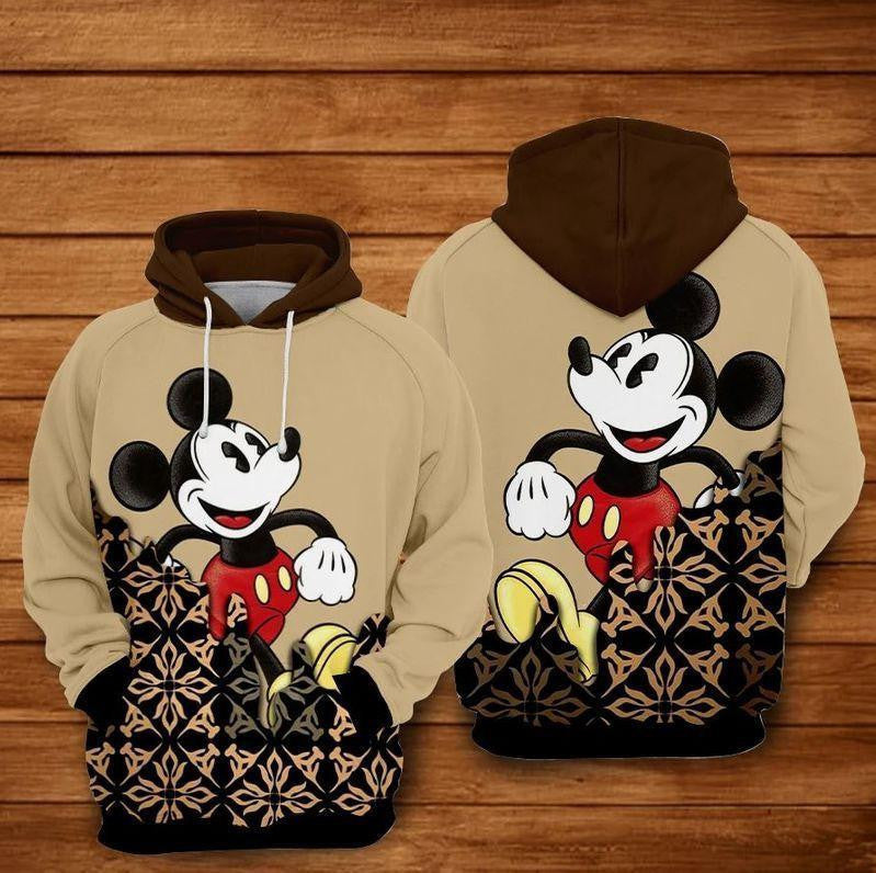 Copy Of Disney Hoodie Minnie Mouse Walking Flower Pattern Brown 3d Hoodie Zip Hoodie