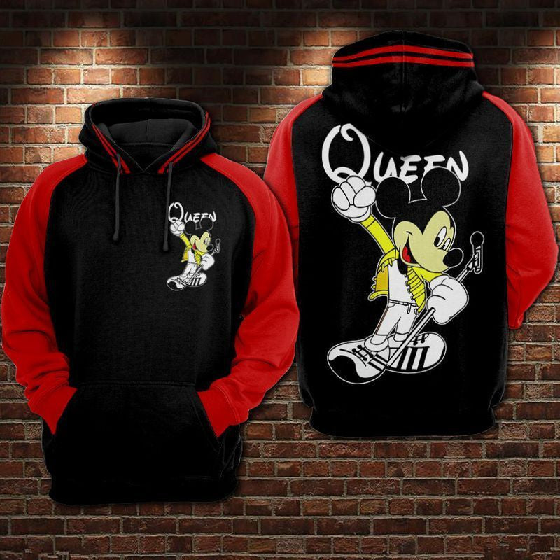 Mickey Queen Freddie Mercury Over Print 3d Hoodie Zip Hoodie