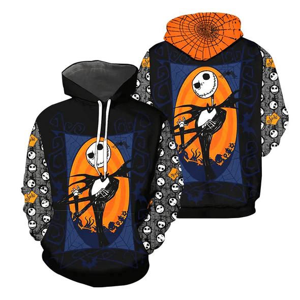 Jack Skellington The Nightmare Before Christmas 123 Fan Gift Stylist Unisex Cartoon Graphic Outfits Aop Hoodie, Zip Hoodie