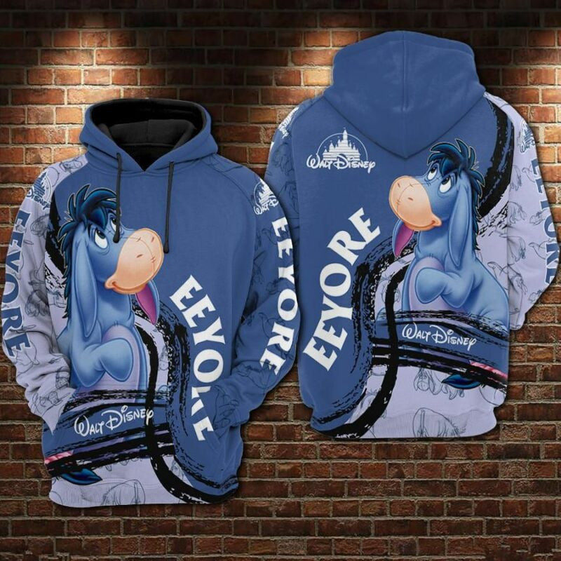 Eeyore Winnie The Pooh Over Print 3d Hoodie Zip Hoodie