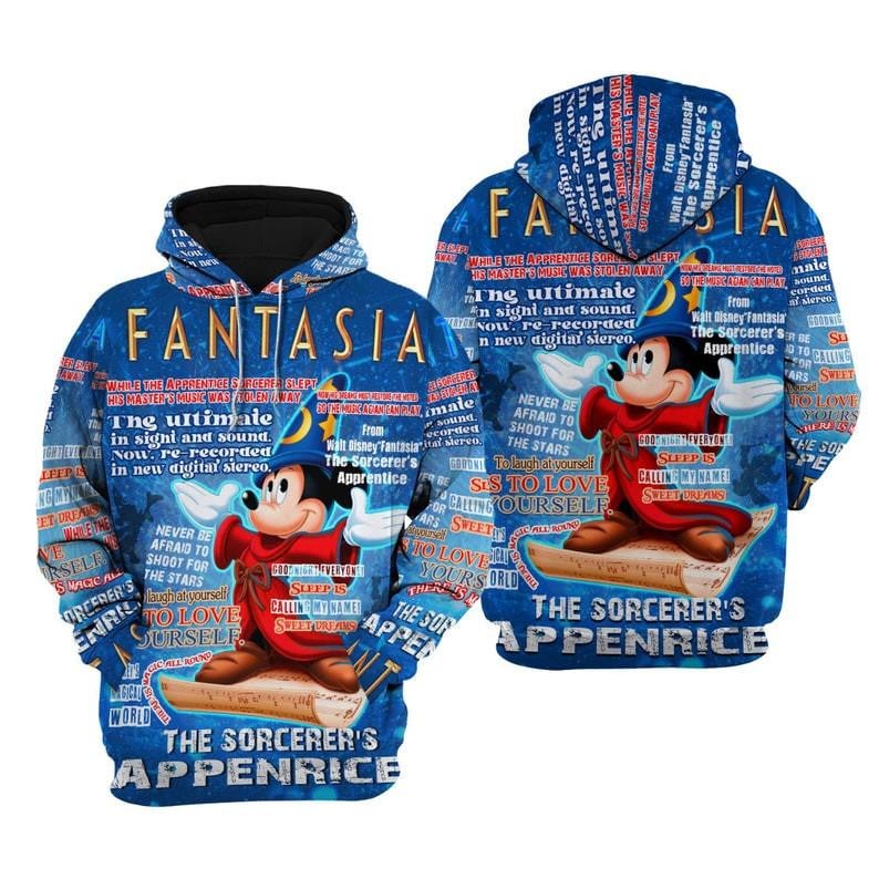 Mickey Mouse Disney Cartoon, Disney Quotes, Mickey Fantasia Punk Words Pattern All Over Print Hoodie, Zip Hoodie