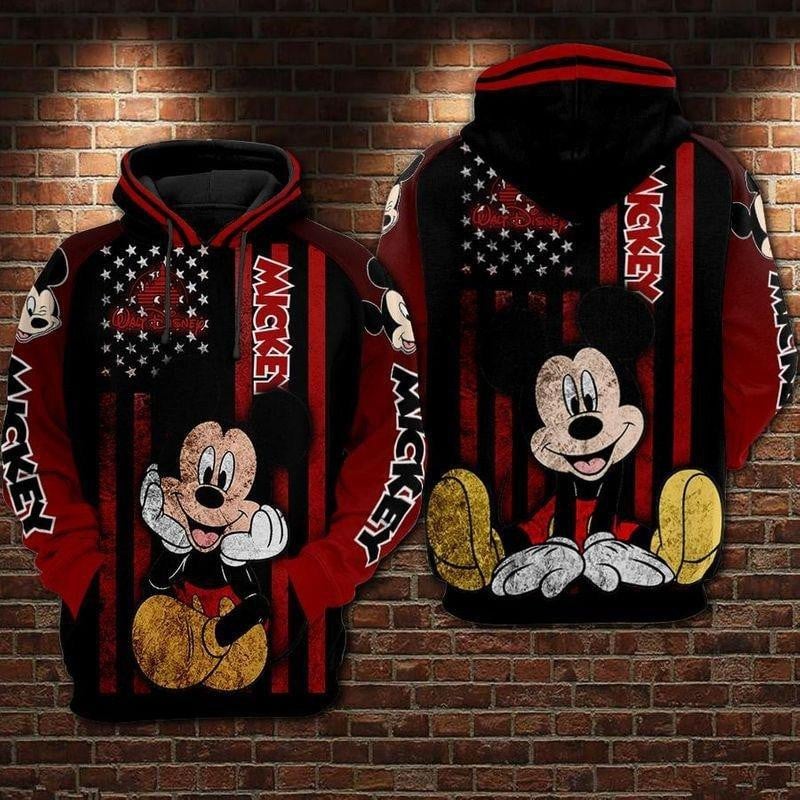 Disney Mickey Mouse Fan Gift No198, Cute Mickey American Flag Stylist Unisex 3d Hoodie