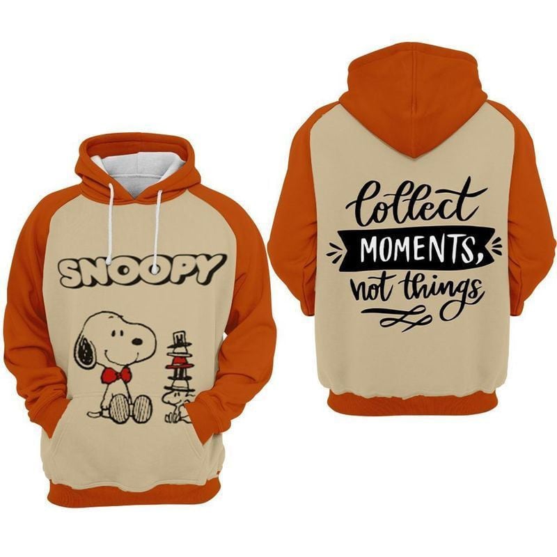 Snoopy Collect Moments Not Things Over Print 3d Hoodie Zip Hoodie