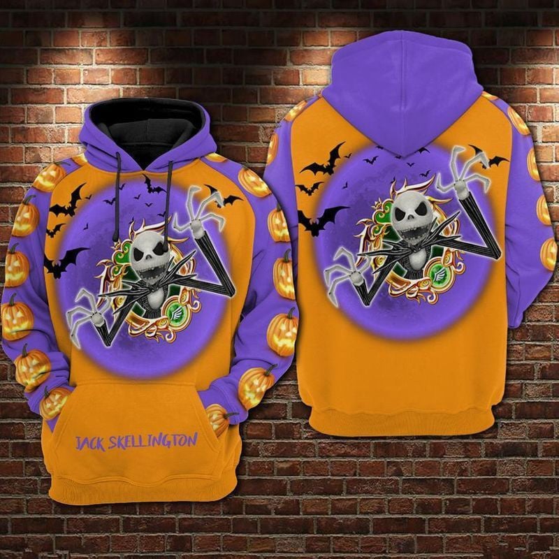 Jack Skellington Halloween Theme Over Print 3d Hoodie Zip Hoodie 235