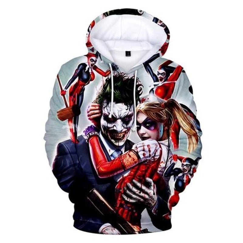 Harley Quinn Joker Mad Love Dc Over Print 3d Hoodie Zip Hoodie