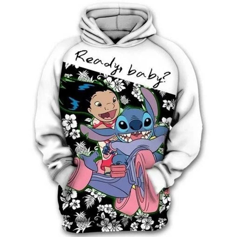 Ready Baby Lilo And Stitch Over Print 3d Hoodie Zip Hoodie