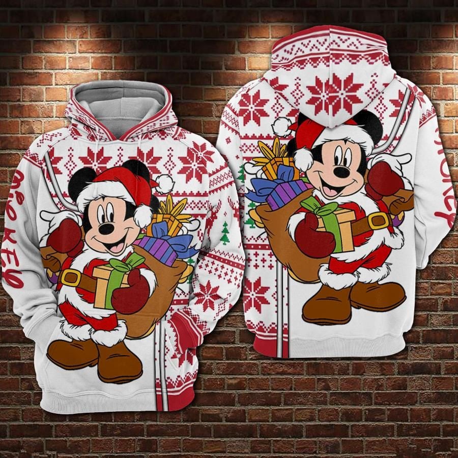 Mickey Mouse Marry Christmas Over Print 3d Hoodie Zip Hoodie 617