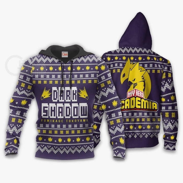 Fumikage Tokoyami Ugly Christmas Dark Shadow My Hero Academia Anime Manga For Men And Women 3d Hoodie Zip Hoodie