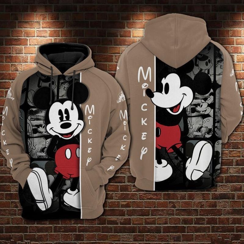 Mickey Mouse Disney Vintage Over Print 3d Hoodie Zip Hoodie
