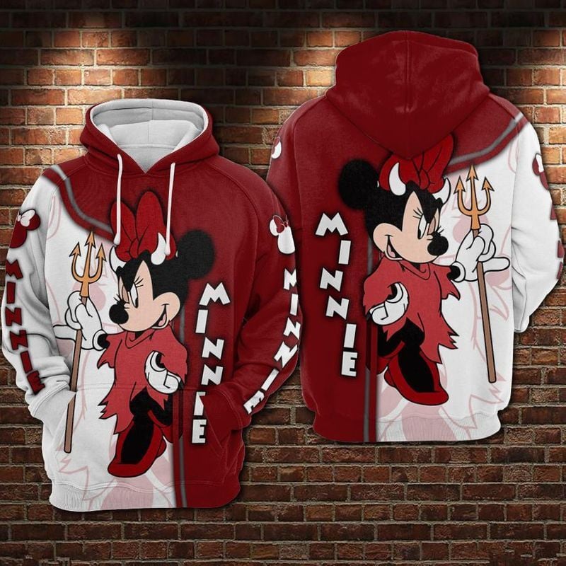 Minnie Mouse Cute Devil Disney Over Print 3d Hoodie Zip Hoodie