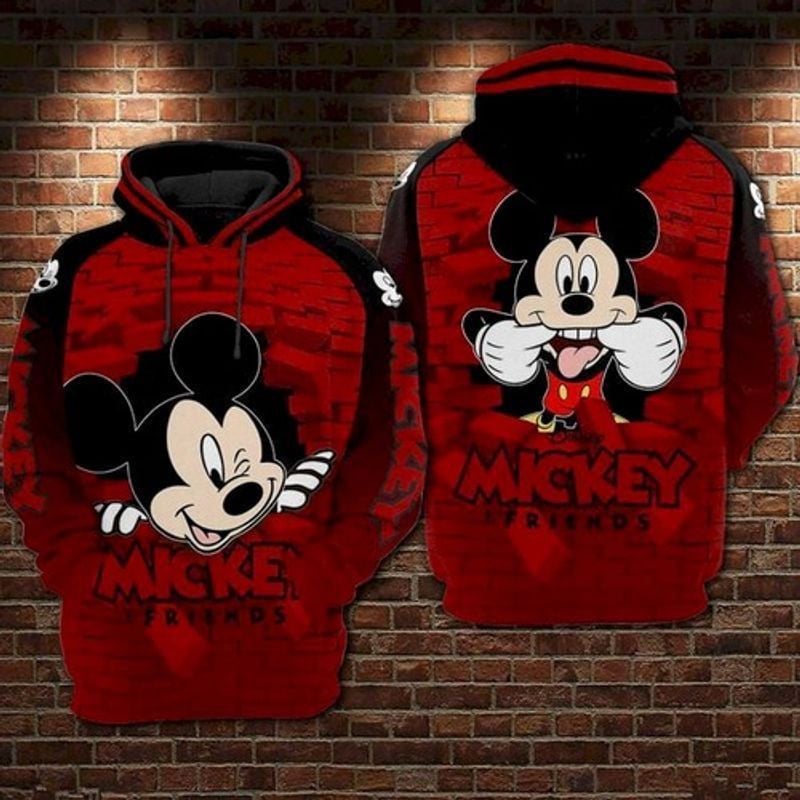 Mickey And Minnie Mouse Brick Wall Style 3d Hoodie