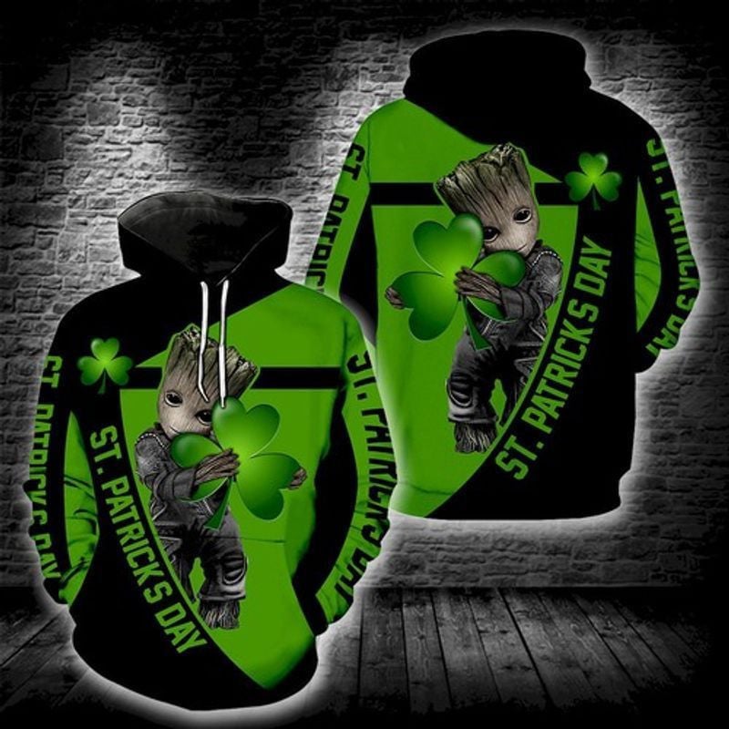 Irish Saint Patrick's Day Baby Groot Color Full 3d Hoodie