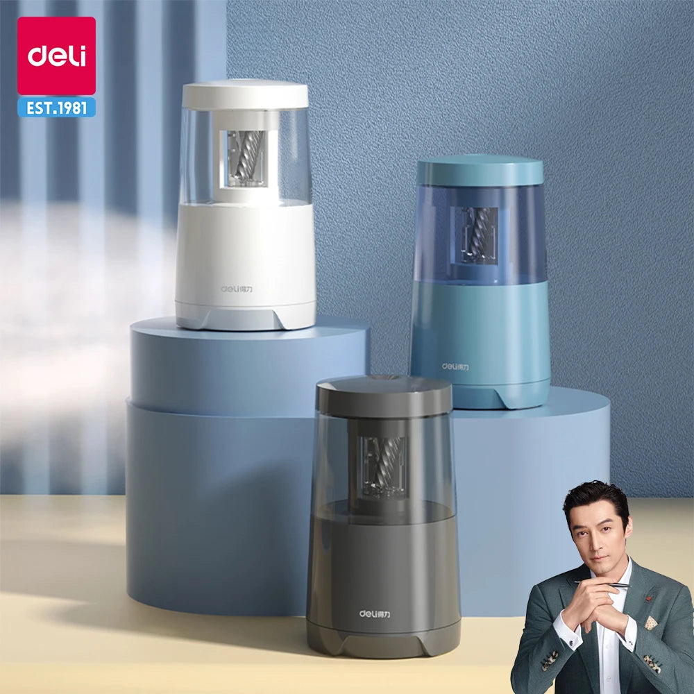 Deli Electric Pencil Sharpener Automatic Fast Sharpening Powered Creative Pencil Cutter School Office Business Stationery